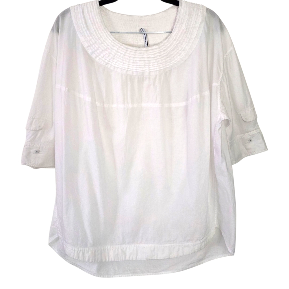 Liviana Conti Free-Size White Cotton Relaxed‎ Fit Blouse
